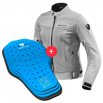 Motorradjacke REV'IT Eclipse Ladies Silver + Back Protector Seesoft KN Blue Black