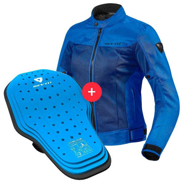 Motorradjacke REV'IT Eclipse Ladies Blue + Back Protector Seesoft KN Blue Black