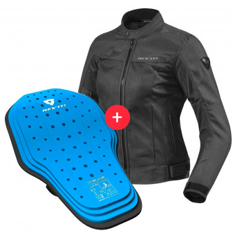 Motorradjacke REV'IT Eclipse Ladies Black + Back Protector Seesoft KN Blue Black