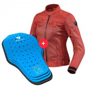 Motorradjacke REV'IT Eclipse Ladies Burgundy Red + Back Protector Seesoft KN Blue Black