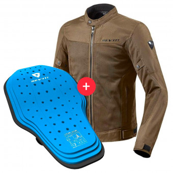 Motorradjacke REV'IT Eclipse Brown + Back Protector Seesoft KN Blue Black