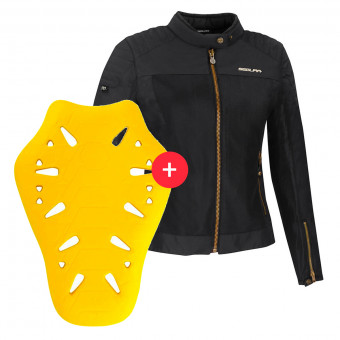 Motorradjacke Segura Lady Oskar Black + Flex Omega Back Protector Level 2