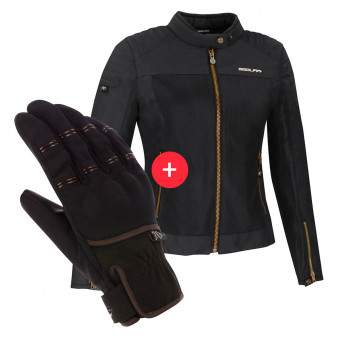 Motorradjacke Segura Lady Oskar Black + Maverick Black Brown