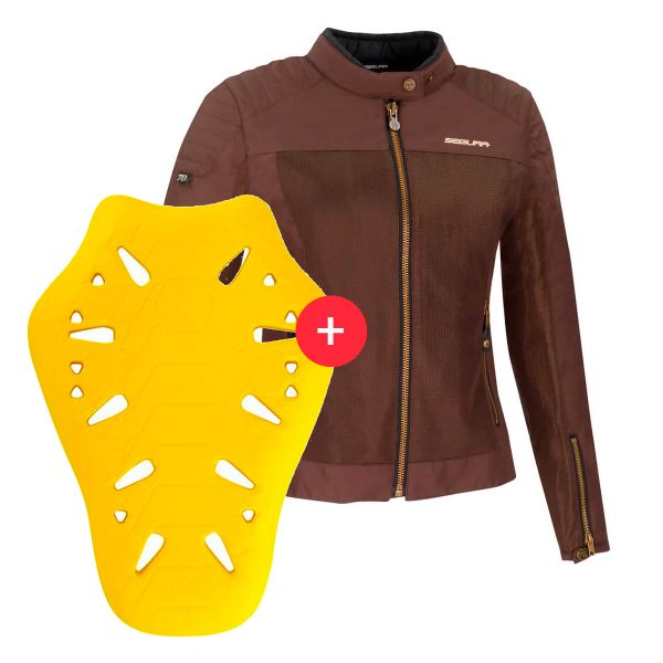 Motorradjacke Segura Lady Oskar Brown + Flex Omega Back Protector Level 2
