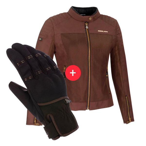 Motorradjacke Segura Lady Oskar Brown + Maverick Brown Black
