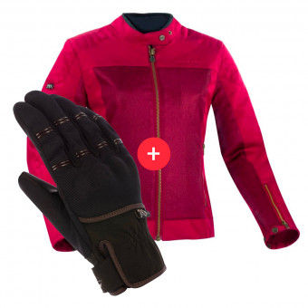 Motorradjacke Segura Lady Oskar Burgundy + Maverick Black Brown