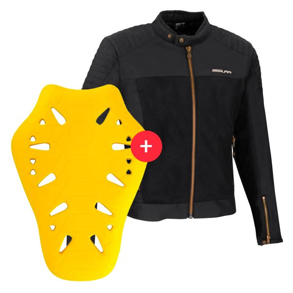 Motorradjacke Segura Oskar Black + Flex Omega Back Protector Level 2