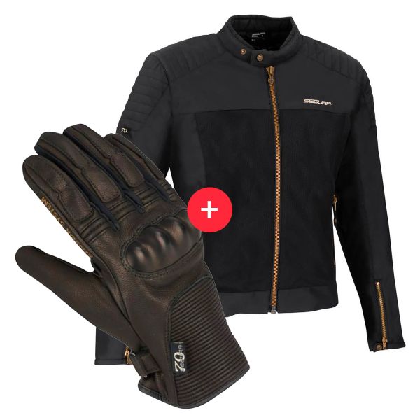 Motorradjacke Segura Oskar Black + Swan Black