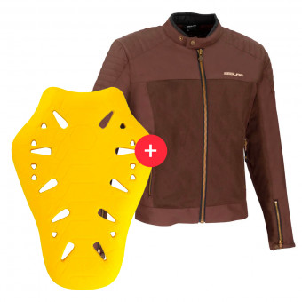 Motorradjacke Segura Oskar Brown + Flex Omega Back Protector Level 2
