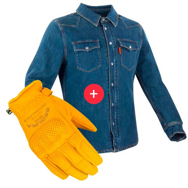 Motorradjacke Segura Terence Blue + Cassidy Beige