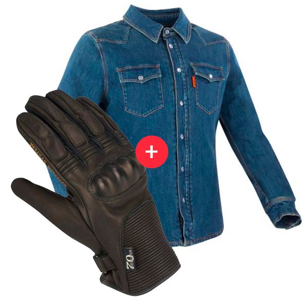 Motorradjacke Segura Terence Blue + Swan Black