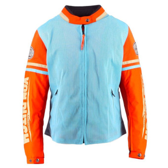Motorradjacke Von Dutch California Girl Air Mesh Blue Sky Orange Beige