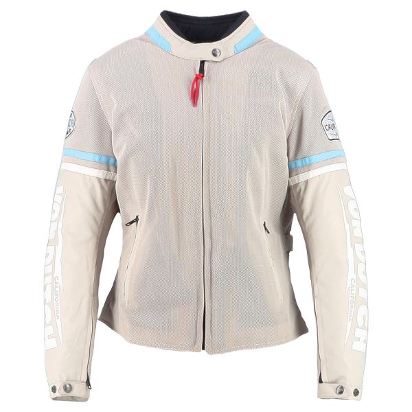 Motorradjacke Von Dutch California Girl Air Mesh Silver Blue Sky White