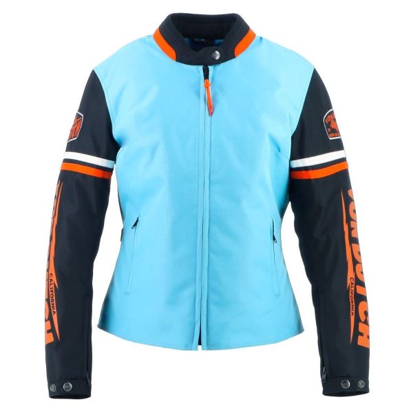 Motorradjacke Von Dutch California Girl Blue Sky Black White Orange