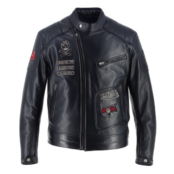 Motorradjacke Von Dutch Coliseum Leather Rag Black