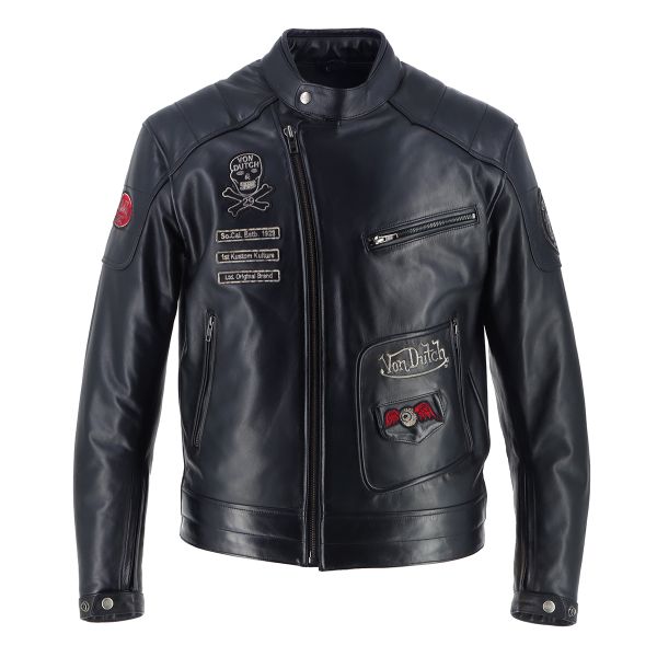 Motorradjacke Von Dutch Coliseum Leather Rag Black