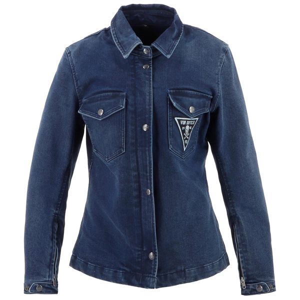 Motorradjacke Von Dutch Pussycat Cotton Denim Blue Dirty