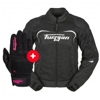 Motorradjacke Furygan Cyane Vented Black White + Jet Lady D3O Black Pink