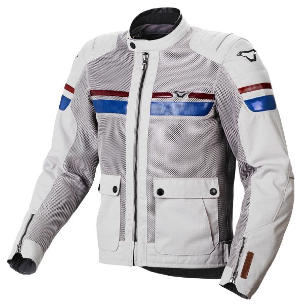 Motorradjacke Macna Fluent Light Grey Red Blue Motorradjacke Macna Fluent Light Grey Red Blue