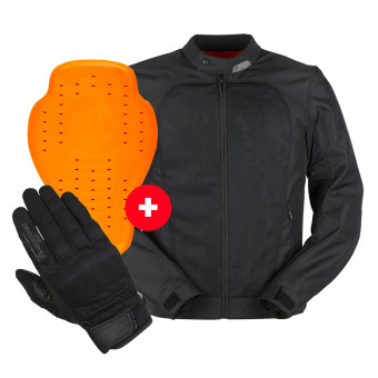 Motorradjacke Furygan Genesis Mistral Evo 2 Black + Back Protector D3O Viper Level 2 + Jet D3O