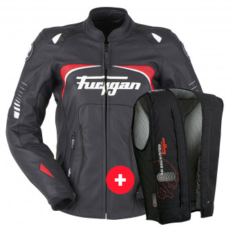 Motorradjacke Furygan Ginger Black White Red + Fury Air Bag System