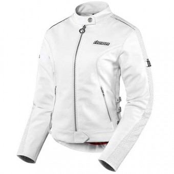 Motorradjacke ICON Hella Leather Jacket White