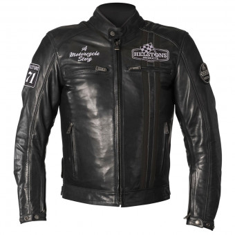 Motorradjacke Helstons Indy Leather Rag Black