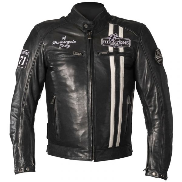 Motorradjacke Helstons Indy Leather Rag Blue White