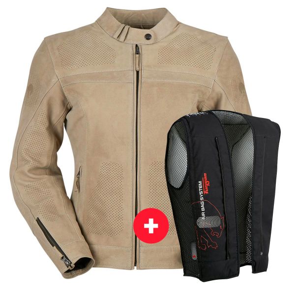 Motorradjacke Furygan Kristen Vented Beige + Fury Air Bag System