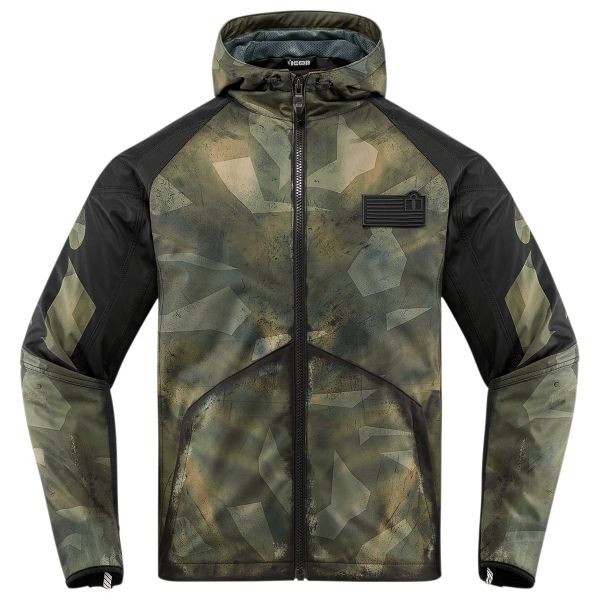 Motorradjacke ICON Merc Battlescar Military Green Black