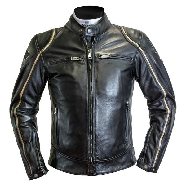 Motorradjacke Helstons Modelo Rag Black Beige