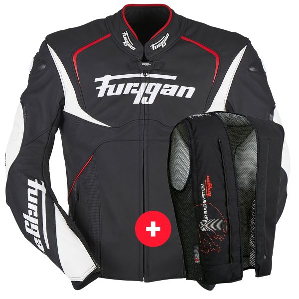 Motorradjacke Furygan Ork Black White Red + Fury Air Bag System