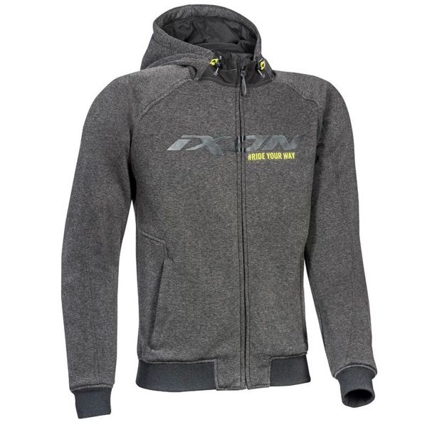 Motorradjacke Ixon Palermo Anthracite Black Yellow Fluo