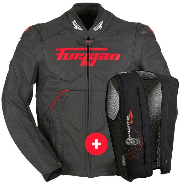 Motorradjacke Furygan Raptor Evo Black Red + Fury Air Bag System
