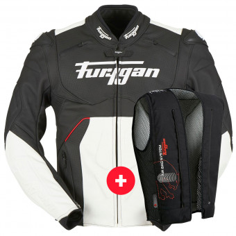 Motorradjacke Furygan Raptor Evo Black White Red + Fury Air Bag System