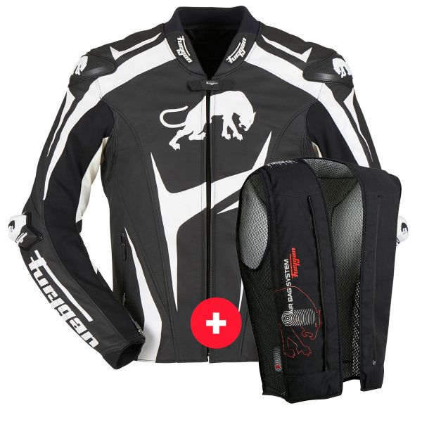 Motorradjacke Furygan RS-R Black White + Fury Air Bag System