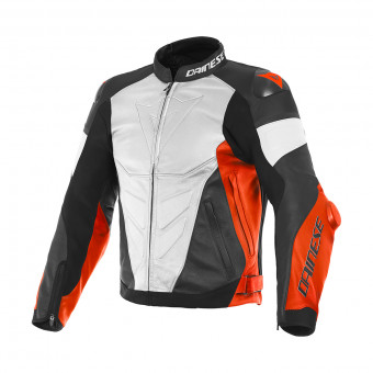 Motorradjacke Dainese Super Race Perf white Fluo Red Matt Black
