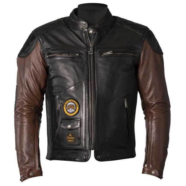 Motorradjacke Helstons Tracker Leather Black Camel Motorradjacke Helstons Tracker Leather Black Camel