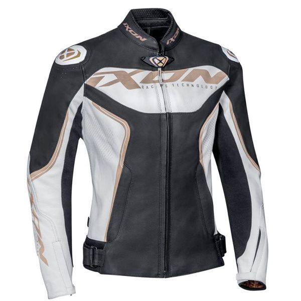 Motorradjacke Ixon Trinity White Black Gold