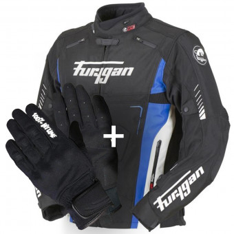 Motorradjacke Furygan Vortex Black Blue White + Jet Evo II 100% Bitume Motorradjacke Furygan Vortex Black Blue White + Jet Evo II 100% Bitume
