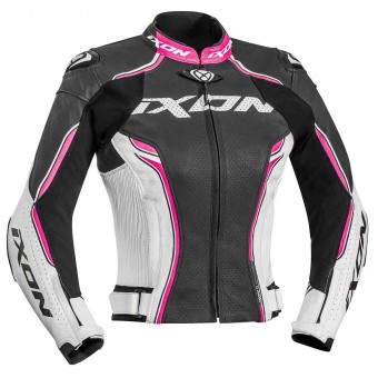 Motorradjacke Ixon Vortex Lady Jacket Black White Fuchsia