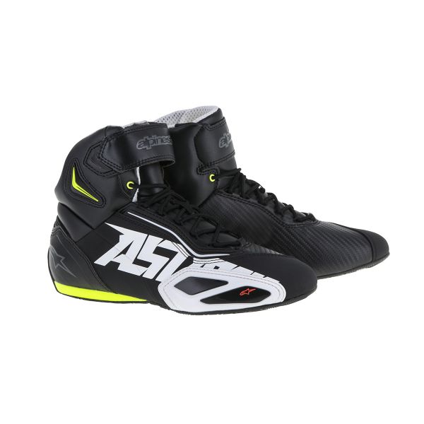 Motorrad Sportschuhe Alpinestars Faster 2 Black White Yellow Fluo
