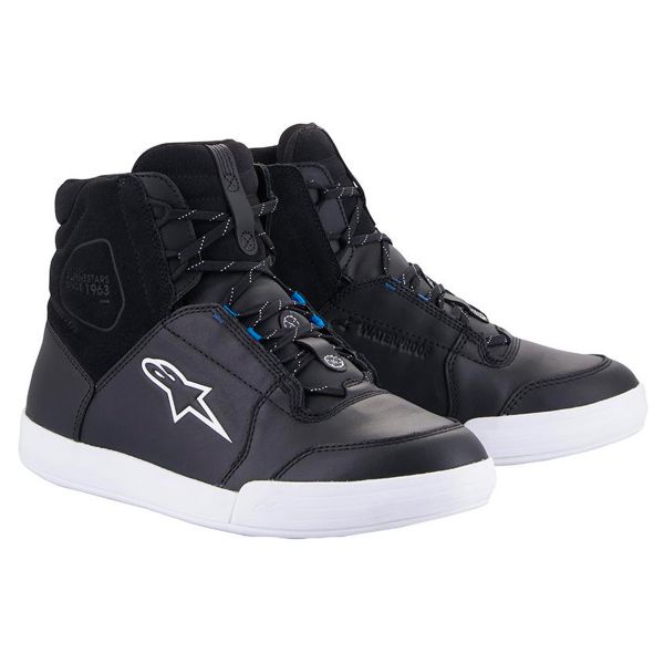 Motorrad Sportschuhe Alpinestars Chrome Waterproof Black White Blue