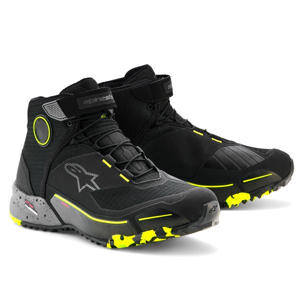 Motorrad Sportschuhe Alpinestars CR-X Drystar Black Dark Gray Yellow Fluo