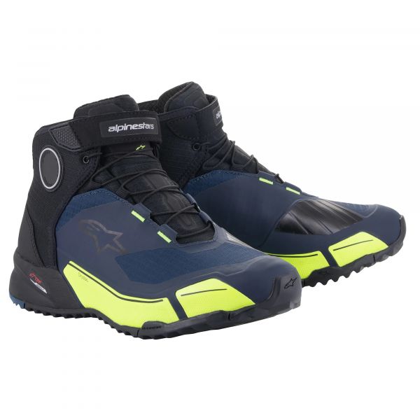 Motorrad Sportschuhe Alpinestars CR-X Drystar Black Dark Blue Yellow Fluo