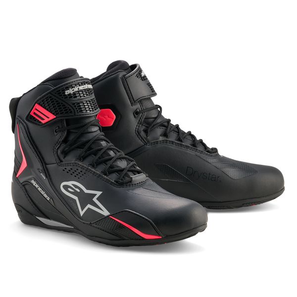 Motorrad Sportschuhe Alpinestars Stella Faster 4 Drystar Black Gray Coral Fluo