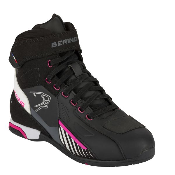Motorrad Sportschuhe Bering Lady Tiger Waterproof Black White Fuchsia