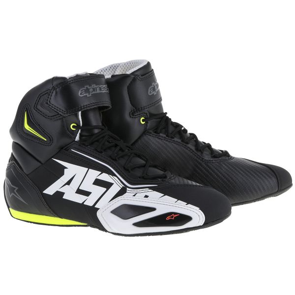 Motorrad Sportschuhe Alpinestars Faster 2 Black White Yellow Fluo Red