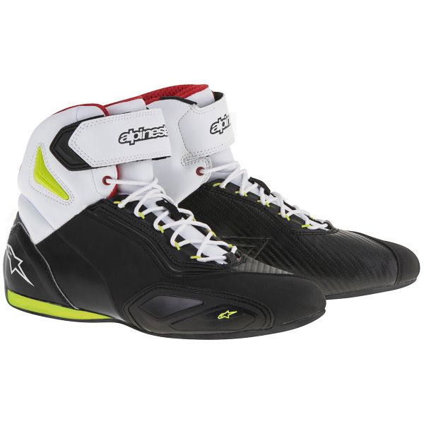 Motorrad Sportschuhe Alpinestars Faster 2 Black Yellow Fluo Red
