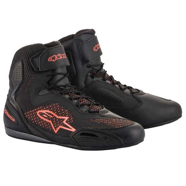 Motorrad Sportschuhe Alpinestars Faster 3 Rideknit Black Red Fluo